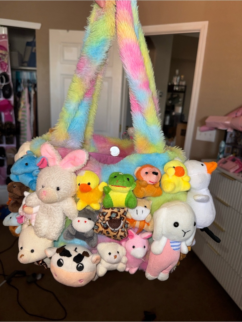 Plush Small Pets Multi-Color Hanging Bag